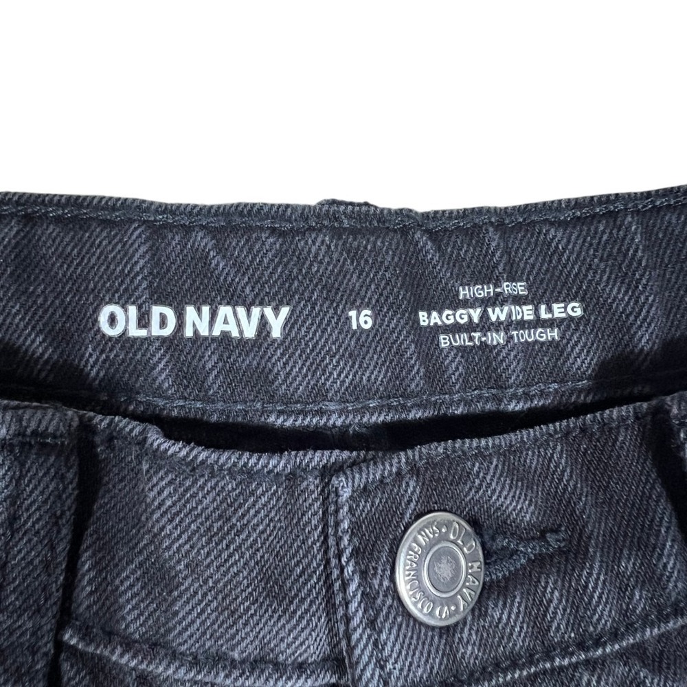 NWT Old Navy Baggy Wide Leg Two-Tone Jeans Black Skater Contrast Panels Size 16 - Picture 5 of 6